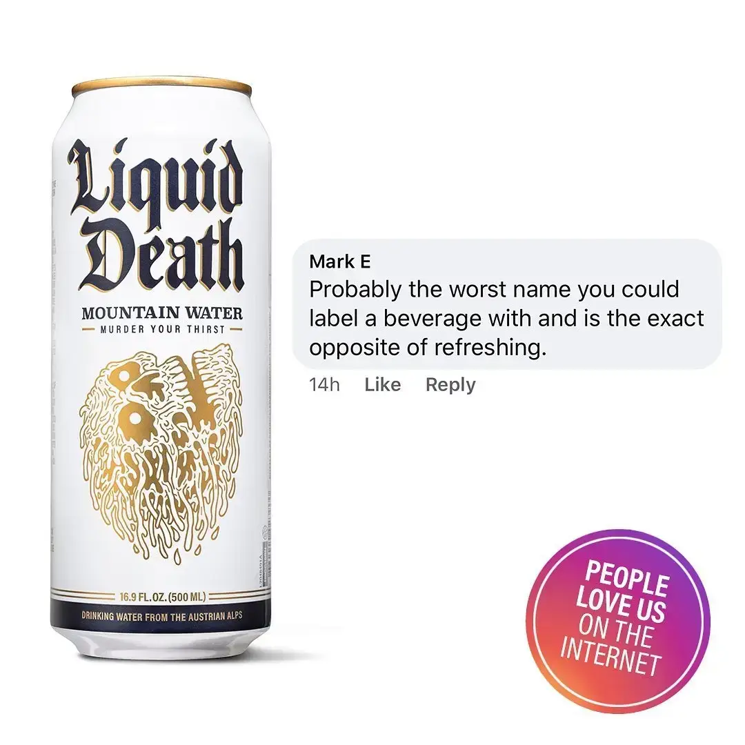 Liquid Death ad — great advertising example